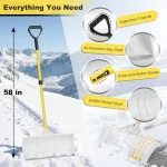 Snow Plow Shovel with Ergonomic Dual D-Handles (Bright Yellow) - Image 3